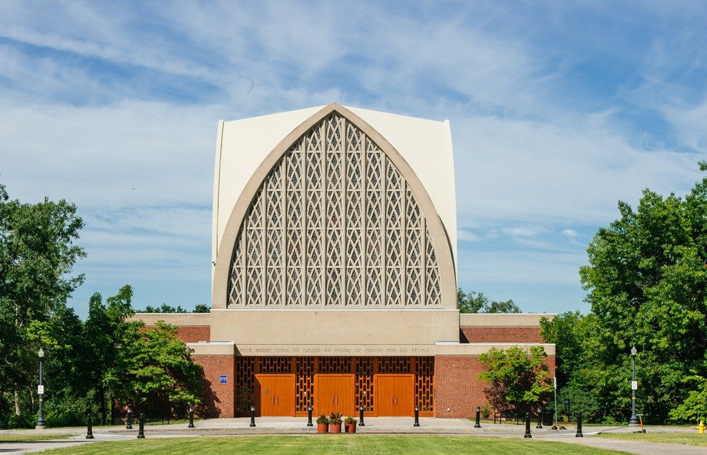 My school's Interfaith Chapel, where all faith groups can hold events and be in dialogue with each other. The writing above the doors says "Mine house shall be called an house of prayer for all people"